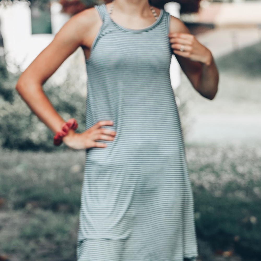 Black and white striped tank top dress